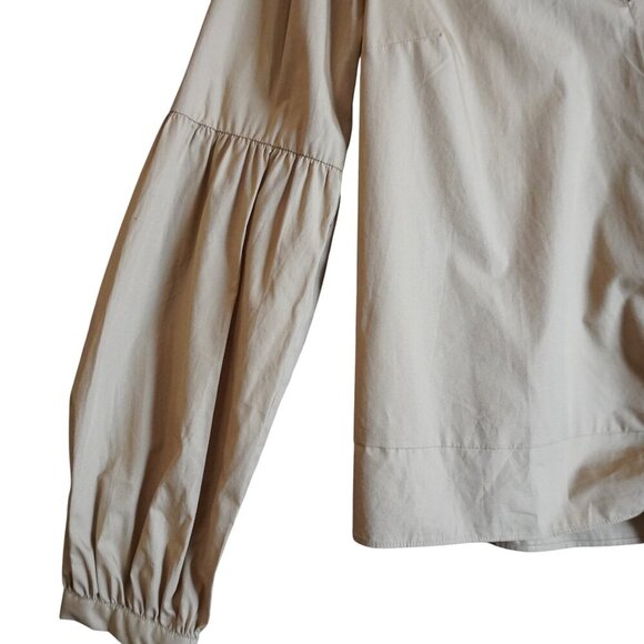 Michael Kors Khaki Women's Long Sleeve Poplin Wrap Top - Picture 4 of 8